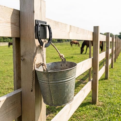 Cididu 4 Pack Cross Tie Ring for Horse, Heavy Duty Horseshoe Tie Ring with Screws, Solid Steel Tie Down Hooks, Hitching Ring Horse Barn Supplies for Stall Stable Racetrack Horse Training Equipment