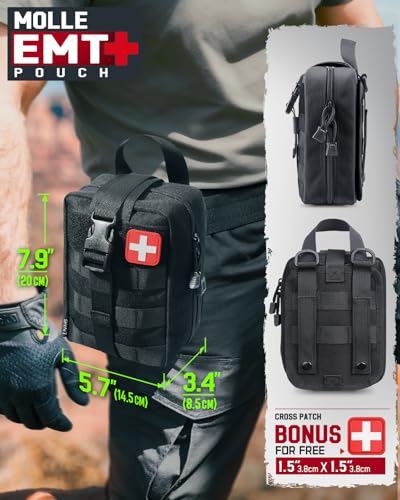 LIVANS 1000D First Aid Bag Empty, Medical Ifak Pouch for Emergency & EMT - color: Black-small Size(5.7"lx 3.4"w X 7.9"h)