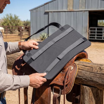 Western Saddle Seat Cover – Anti-Slip Horse Saddle Pad with Grip | Non-Slip Saddle Cushion for Western Saddles, Seat Cover with Straps, Equestrian Accessories for Riding & Training