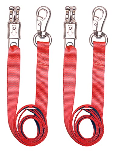 Adjustable Nylon Cross Ties （2 Pack）-Cross Tie with Panic Snap and Bull Snap - Adjusts from 44.5" to 78.3" - color: Red