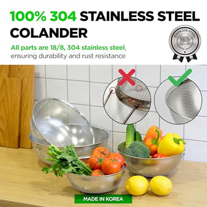 Stainless Steel Colander Set of 4, 3.5-9.5 Qt - size: 3.5+5.5+7.5+9.5QT Colander