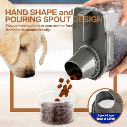 TIOVERY Upgraded Dog Food Storage Container Small, Cat Food Container Airtight, Pet Food Container Dispenser with Pour Spout, Measuring Cup and 4 Seal Buckles for Dogs, Cats, Birds (Grey) - color: Grey 3 Qt