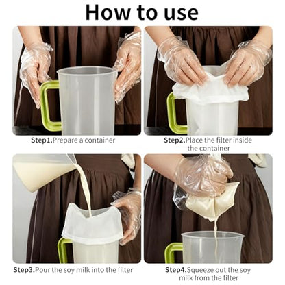 6 Pcs Nut Milk Bag 12 x 8 Inch, 200 Mesh Reusable Fine Mesh Nylon Strainer Bag, Cheese Cloth Bag for Straining Cheese, Yogurt, Juice, Coffee, Tofu, Tea, Almond Milk