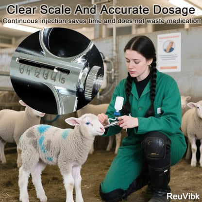 5ml Continuous Self-Refilling Livestock Syringe, 10 Needles Included