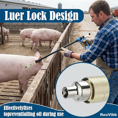 25ml Repeating Livestock Syringe Gun–Long Pole Veterinary Injector - size: 25ML