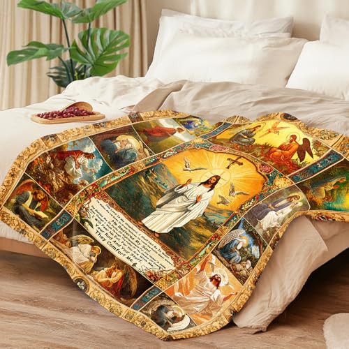 Christian Jesus Blanket Christian Prayer & Scripture Throw Blanket Religious Bible Verses, Ultra-Soft Lightweight Flannel (50"X40") for Adults & Kids - Uplifting Faith Gift - color: Christian Jesus, size: 50"x40"