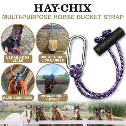 hay chix 14-Inch Horse Bucket Strap | Adjustable Stall Hanger, R. Amethyst - color: R. Amethyst