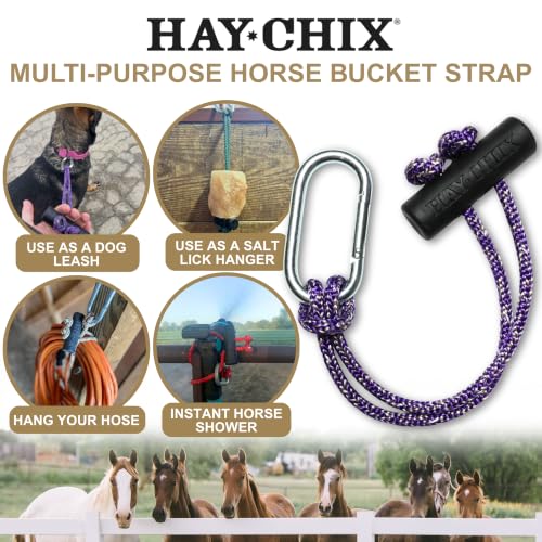 hay chix Horse Bucket Strap for Stalls - Bucket Hanger - 14 Inch, Amethyst - color: R. Amethyst