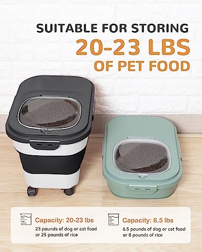 20-23 Lbs Dog Food Storage Container Airtight,Collapsible Pet Food Storage - color: Black