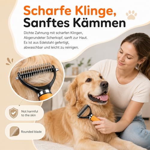 Pet Grooming Brush, Pets Knotted Dog Grooming, Pets Knotting Comb, Professional Pet Deshedding Brush, Deshedding Comb Fur Brushes, Shedding Brushes For Dogs And Cats (Orange) - color: Orange