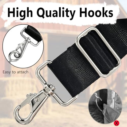 10' x 20" Stall Guards for Horses with Adjustable Straps and Hardware,Black | Horse Stall Gate with 6 Hooks and 6 Screws, for Stables, Barns, Breeding Farms, Fences to Keep Horse Securely