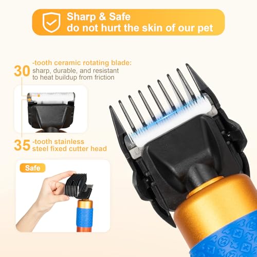 200W Professional Dog Hair Clippers for Grooming, Heavy Duty Pet Clipper & Sheep Shears for Thick Hair, Corded Low Noise Animal Trimmer for Cats, Horses, Goats, Alpacas