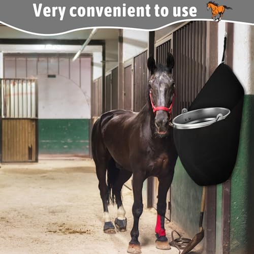 Paterr 2 Pcs Horse Feed Bag Water Bucket for Horse Trailer Accessories
