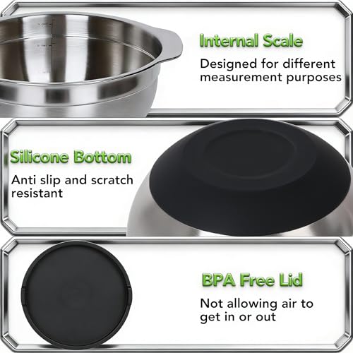 304 Stainless Steel Colander, 5 QT Large Capacity and 5QT Mixing Bowl, 2mm Micropore Strainer for Washing Rice, Fruit, and Veggies, Perfect Draining for Cooked Pasta - size: 5QT+5QT