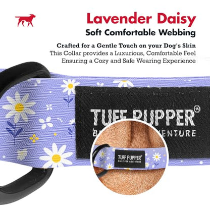 Tuff Pupper Premium Adjustable Dog Collar, Stylish Pattern Collars Designed in USA, Quick Release Buckle, Lavender Daisy Small (0.7 Inch Wide x 8-12 Inch Neck) - color: Lavender Daisy, size: Small