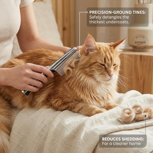 Resco Pet Products Rotating Tooth Comb - Professional Detangling & Dematting Grooming Comb for Dogs and Cats, Prevents Hair Pulling - color: Rotating Pin Comb