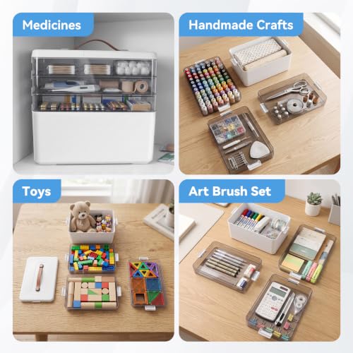 4-Tier Medicine Organizer, Medicine Cabinet Organizers Storage Box, Portable Medicine Cabinet With Handle, Multipurpose Medical Box, 7‑Day Pill‑Box, Light‑Shielded Compartments, For Home, School