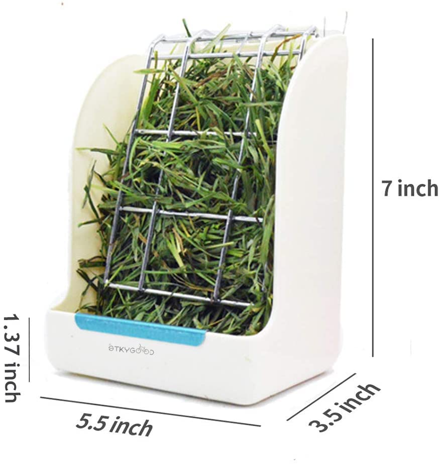 Rabbit Hay Feeder, Large Capacity Bunny Hay Rack for Rabbits, Guinea Pigs, Chinchillas, Small Animals, Hay Dispenser - color: White