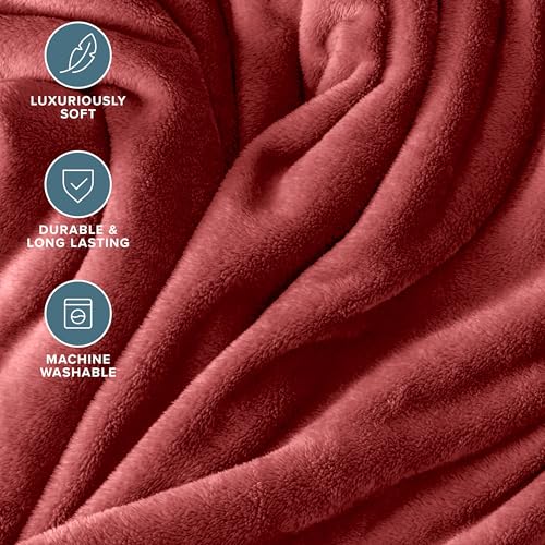Bare Home Fleece Blanket Luxury Microplush (Full/Queen, Rosewood) - color: 24 - Rosewood, size: Full/Queen