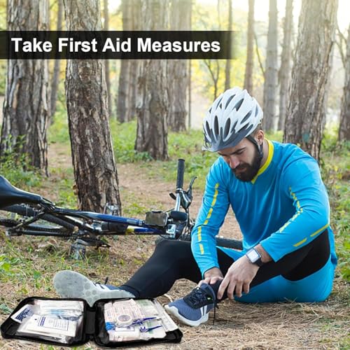 300Piece Travel First Aid Emergency Kit Home Essentials Hiking Survival Essential Kit for Outdoor Adventure Mini First Aid Kit for Backpack, Black 1st Aid - style: Black-300Pcs