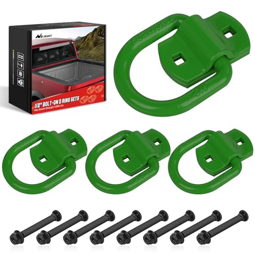 Nilight 4 PCS 1/2" D Ring Tie Down Anchor Bolts on Trailer | Heavy Duty Rings with Screws Bolts on Trailer Truck Bed Cargo 12000 Lbs Break Strength Hook Green - color: Dark Green