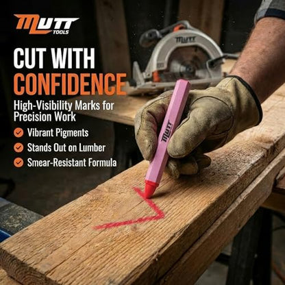 Mutt Tools Pink Lumber Crayons 12 Pack - Construction Crayon - color: Pink