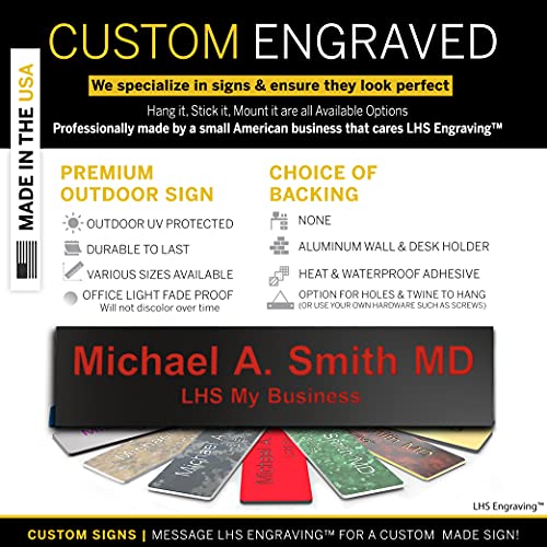 Custom Engraved Office Door Name Plate & Desk Signs, Black, 2x4 - color: B19 - Black & Red Lettering, size: 2in x 4in (5.1cm x 10.1cm)