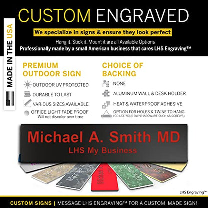 Custom Engraved Office Door Name Plate & Desk Signs, Black, 2x4 - color: B19 - Black & Red Lettering, size: 2in x 4in (5.1cm x 10.1cm)