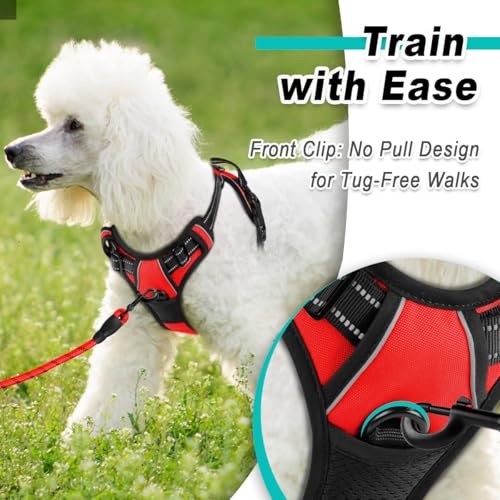 BARKBAY Dog Harness for Small Sized Dog No Pull 2 Leash Clips Dog Vest - color: Red, size: X-Small