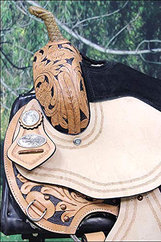 HILASON Western Horse Saddle American Leather Flex Trail Barrel Black | for Horses - size: 14 In
