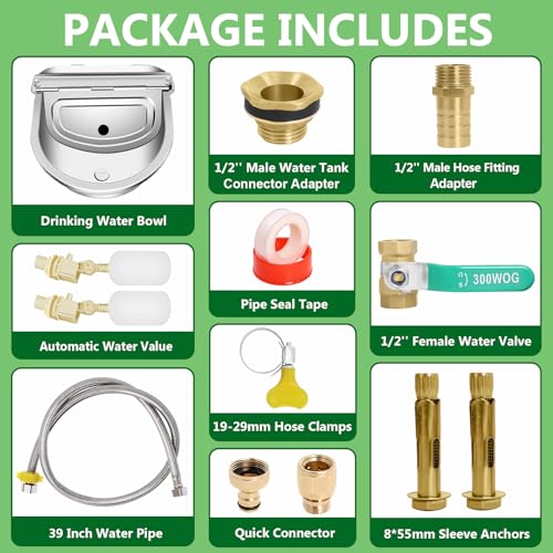 Automatic Livestock Water Bowl with Float Valves, Animal Waterer Bowl Kit