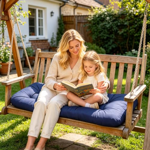 Outdoor Bench Cushions Thick Swing Loveseat Cushion Replacements - color: Navy Green
