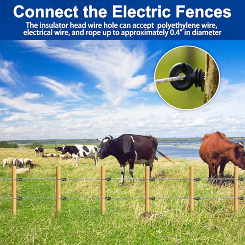 Kingdder Electric Fence Tester Kit, 12kv Neon Voltage Fault Finder (No Battery Required) with 50 Pcs Screw-in Wood Post Insulators for Farm Ranch Polywire Tape, 2000v-12000v(Bolt Kit)