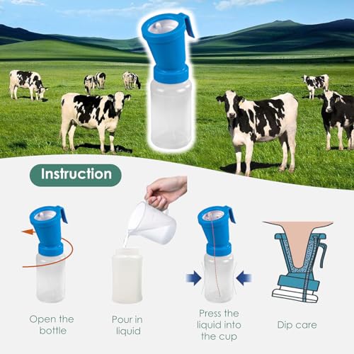 QMARK Teat Dip Cup, Blue, 300 ml, 2 Pack