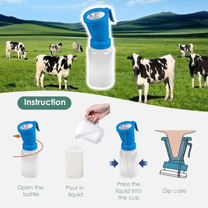 QMARK Teat Dip Cup, Blue, 300 ml, 2 Pack