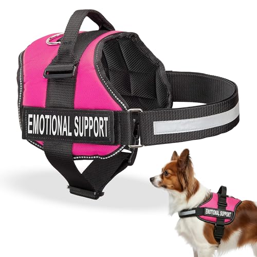 Industrial Puppy Emotional Support Vest Harness, XXS 13.5-17 in, Pink - color: Hot Pink, size: XXS, Fits Girth 13.5-17"