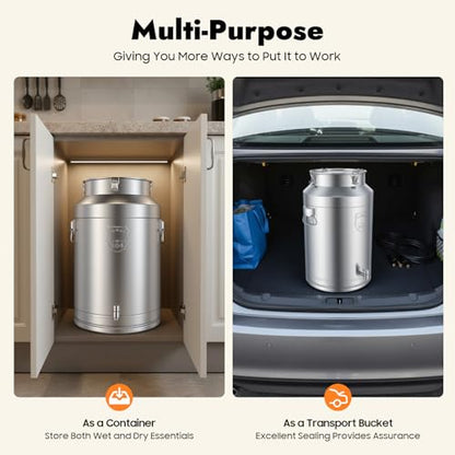 304 Stainless Steel Milk Can, Strong Sealed Lid, Faucet (76.0, Liters) | Multi-Functional Use, Four-Point Tight Locking Latch; For Home Milk Shop Restaurant, To Hold Grains Milk Water