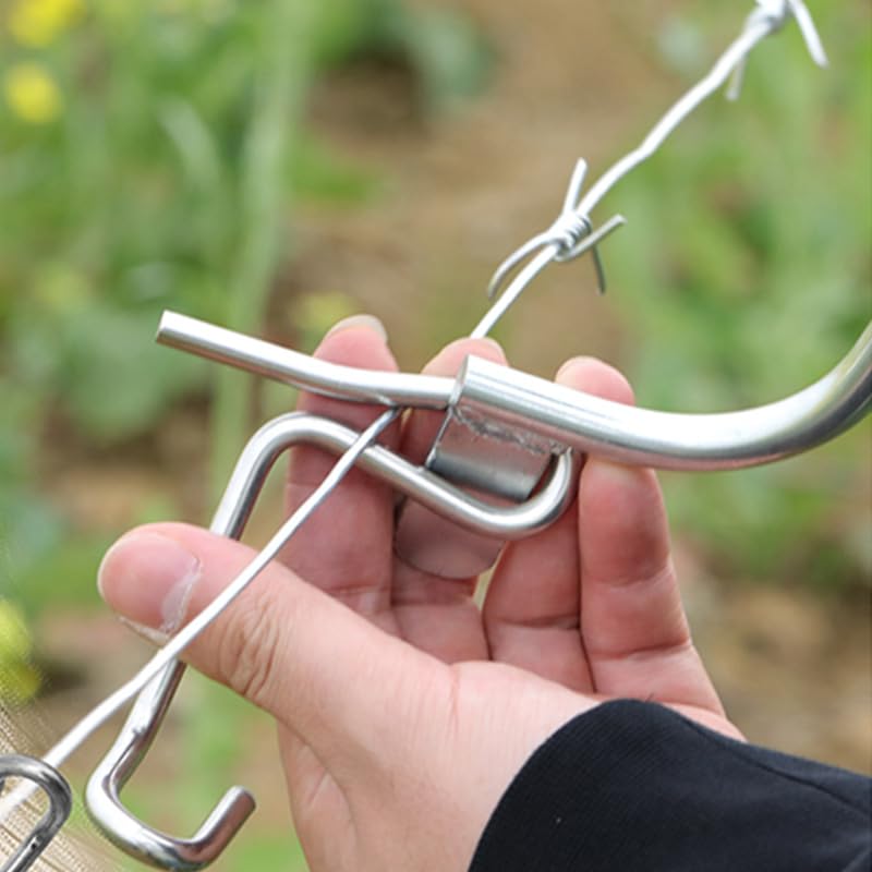 Fence Stretcher Tool Kit 30-Pack 1/4" Wire Tightener Clips + Heavy-Duty Handle for Barbed Wire, Chain Link & Farm Fencing - Rust-Resistant Tensioner for Ranch, Garden, Pasture