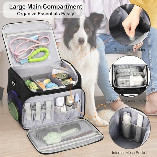 TANTO Dog Grooming Vacuum Bag, Extra Large Pet Tool Bag with Compartments