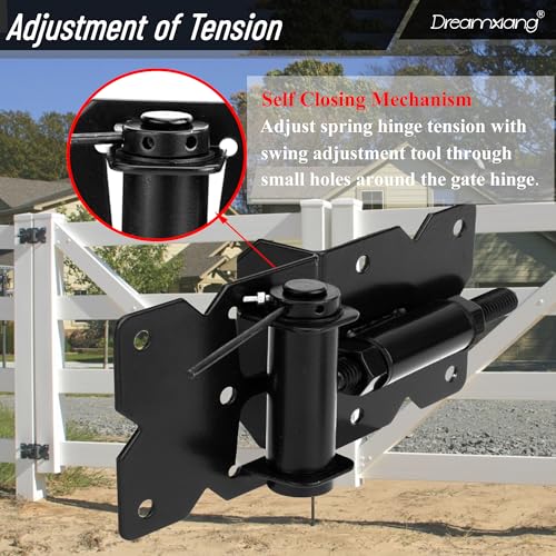 Heavy Duty Self Closing Gate Hinge & Self Locking Latch Hardware Kit, 1Pack