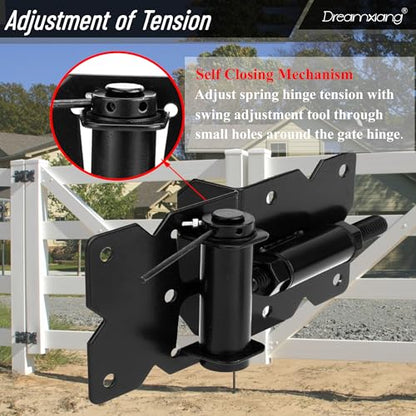 Heavy Duty Self Closing Gate Hinge & Self Locking Latch Hardware Kit, 1Pack