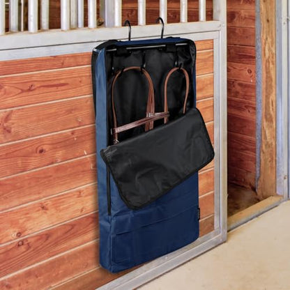 Harrison Howard Bridle/Halter Bag – Waterproof 600D Horse Tack Storage, Hanging Organizer with Multi-Hook Design, Protects Bridles & Reins-Navy - color: Navy