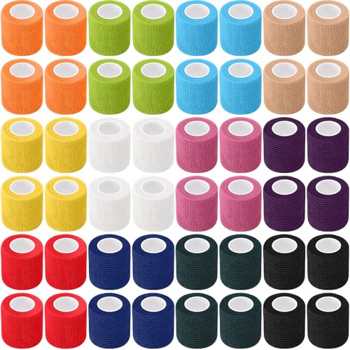 Treela 64 Pack 2" X 5 Yards Cohesive Bandage Wraps, Elastic Tape - color: Colorful, size: 2 Inch X 5 Yard