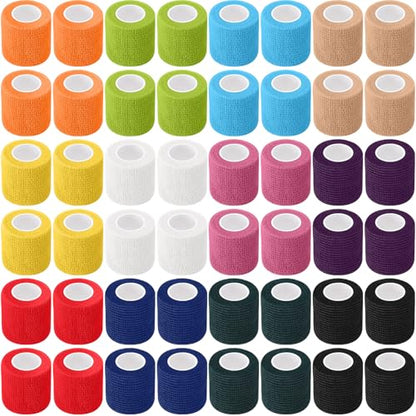 Treela 64 Pack 2" X 5 Yards Cohesive Bandage Wraps, Elastic Tape - color: Colorful, size: 2 Inch X 5 Yard