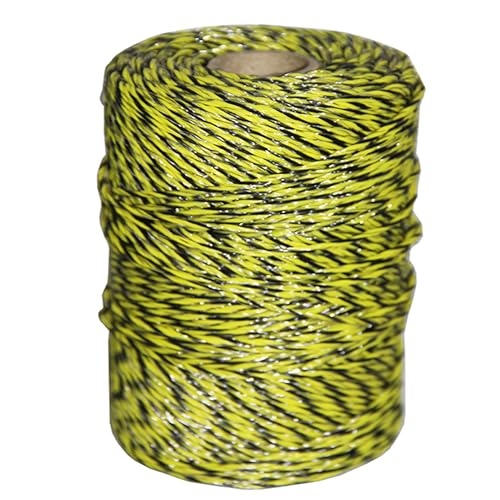 656 Feet 200 Meter Yellow/Black Electric Fence Polywire, 6 Stainless Steel Conductors, Easy to Install Electric Fencing - 1 Roll - size: 655ft