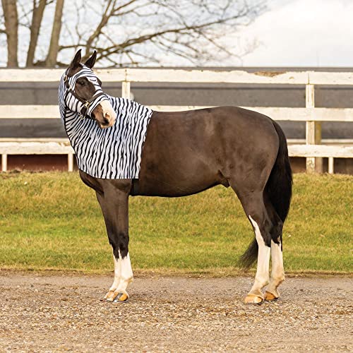 UltraFlex Limited Edition Zebra Horse Slicker Hoods | Durable & Breathable Summer Comfort | Oversized Eye Holes | Rub-Free | No-Snag Hook and Loop | Fly-Deterrent Design