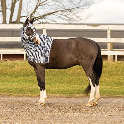 UltraFlex Limited Edition Zebra Horse Slicker Hoods | Durable & Breathable Summer Comfort | Oversized Eye Holes | Rub-Free | No-Snag Hook and Loop | Fly-Deterrent Design