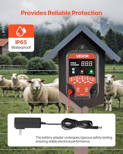 VEVOR Electric Fence Charger, 10kV 3J, AC DC Electric Fence Energizer with LED Indicator, 1.86 Miles Range, Powerful Plug-in Fences Charger, Prevents Wild Animals Intrusion for Livestock Poultry - size: 3J