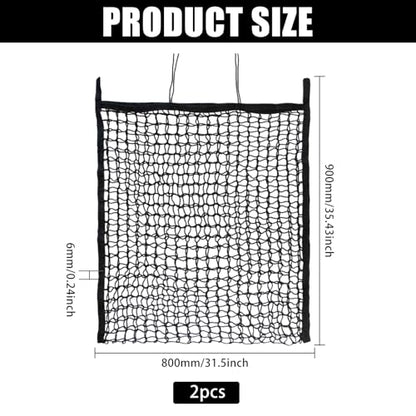 2 Pcs Feed Hay Net Slow Feed Hay Bags for Horses Horse Feeding Supplies for Goats Sheep, 35.43x31.49inch - size: 35.43x31.49inch
