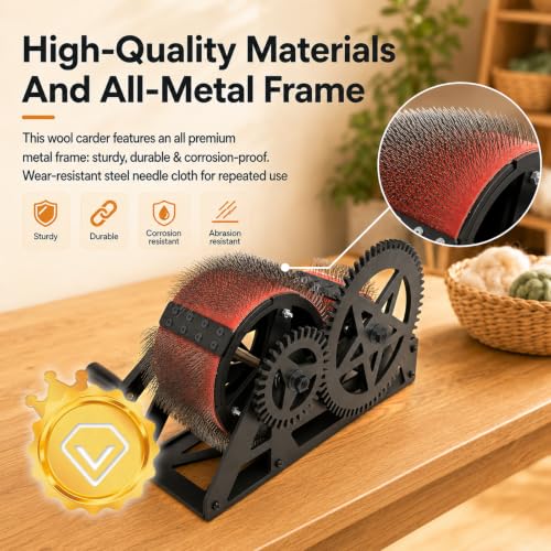 Hand Crank Wool Drum Carder, Fiber Blending Combing Machine
